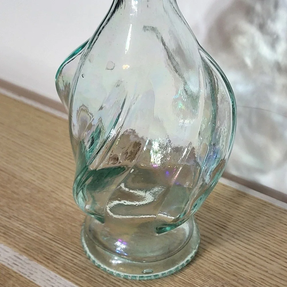 Vintage Italian Iridescent Twisted Swirl Glass Decanter Made in Italy 12in